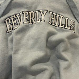 Forever 21 cropped baby blue Beverly Hills hooded sweatshirt, Size S